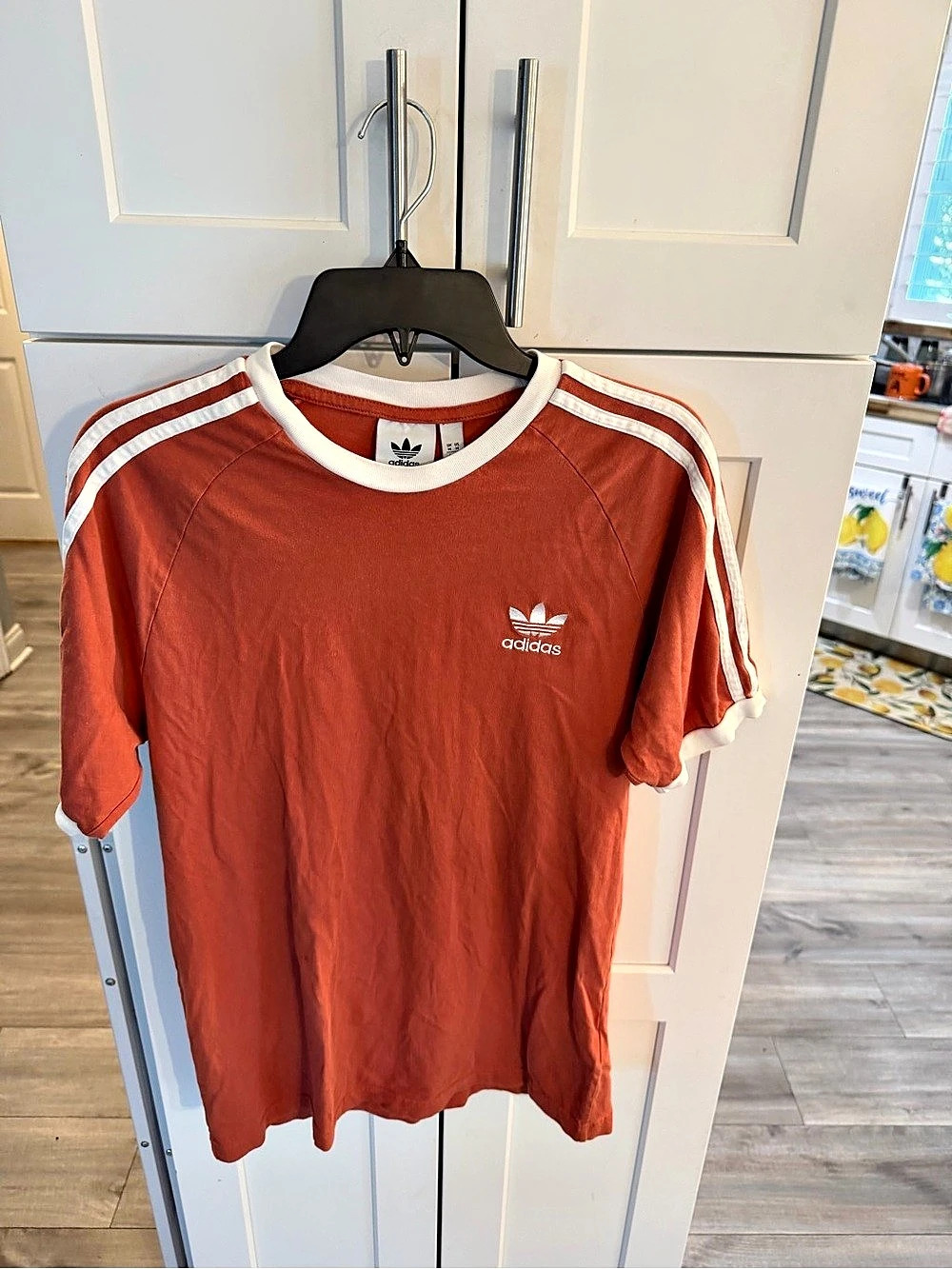 adidas Adicolor Classics 3-Stripes Tee Men's Striped Tee Orange & White Size